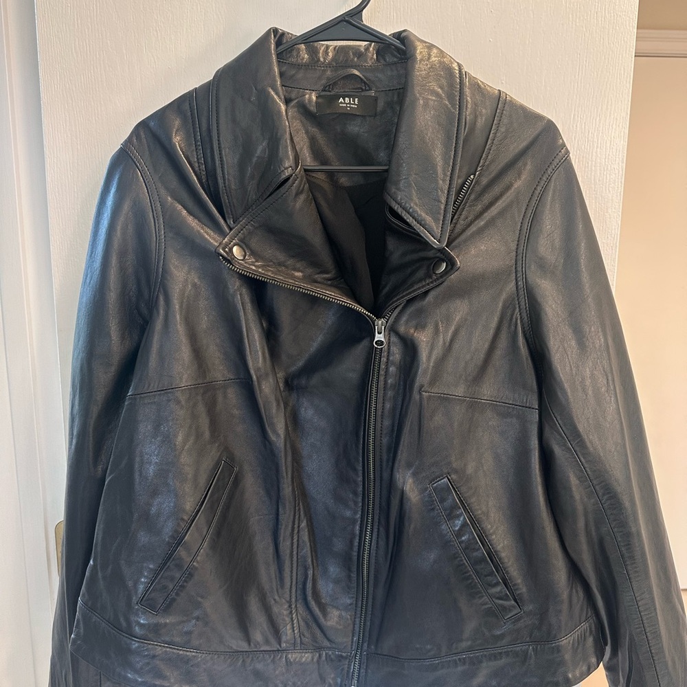 Able Women's Classic Black Leather Jacket